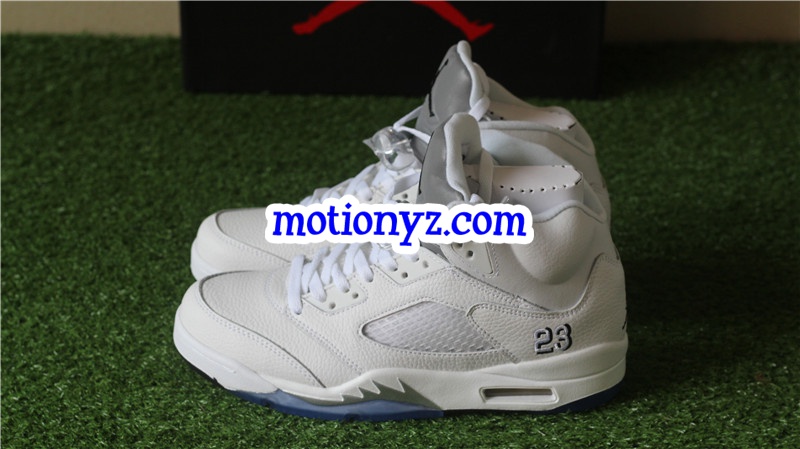 Authentic Air Jordan 5 Retro Metallic White